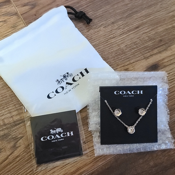 Coach Rose Gold Earring + Necklace set - Picture 3 of 4